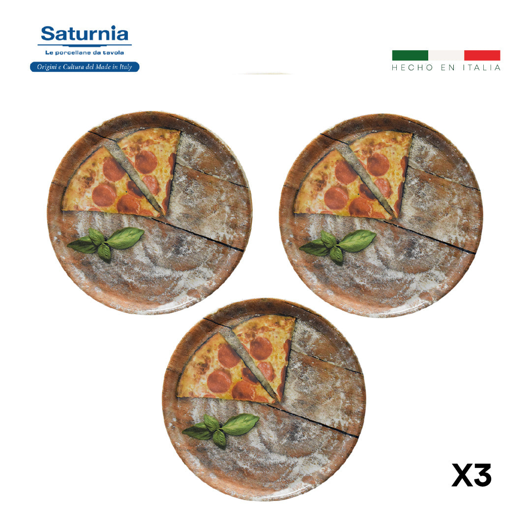 SET X3 PLATOS PARA PIZZA RUSTICA 33 cm