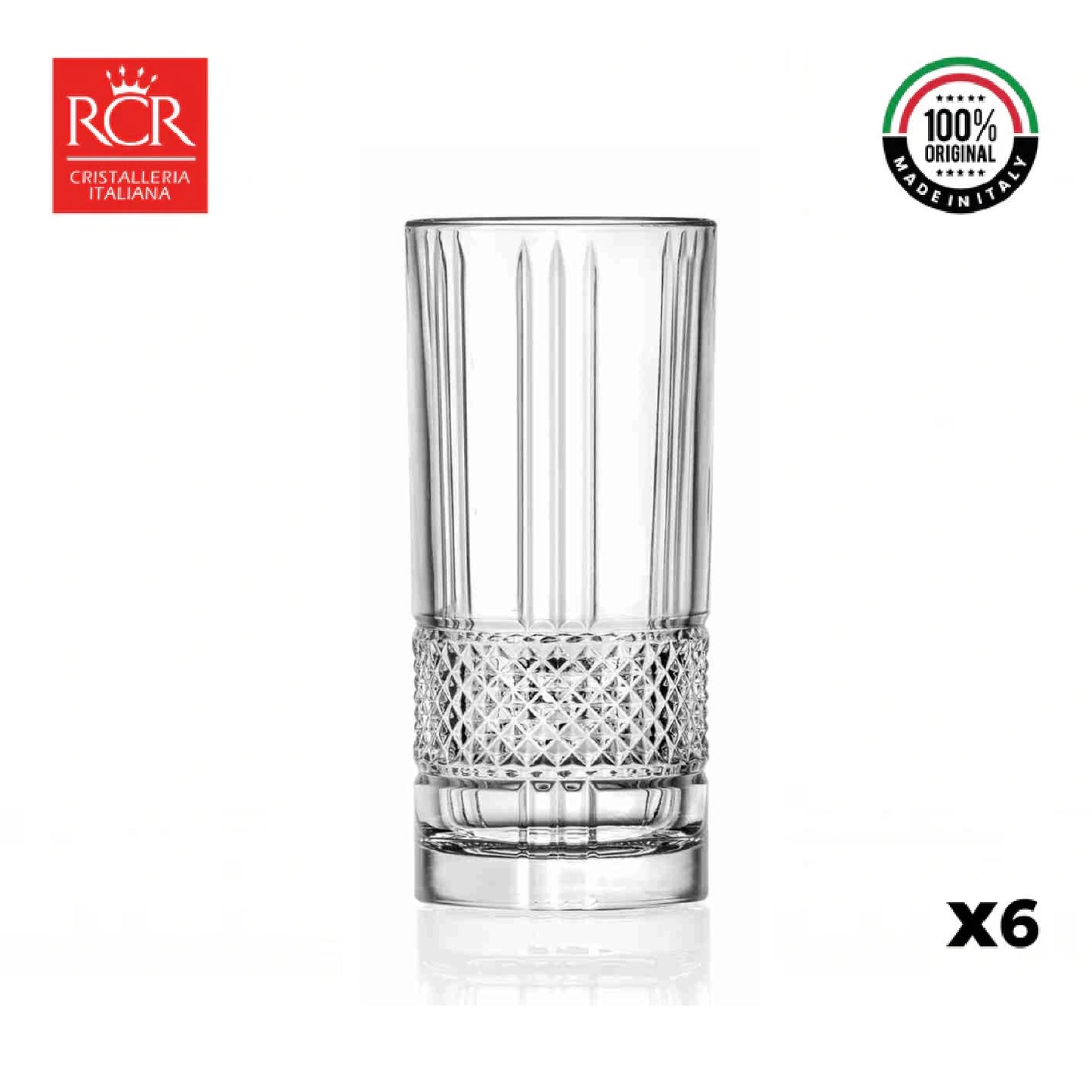 Vaso Largo Cristal  Brillante setx6 RCR Italia