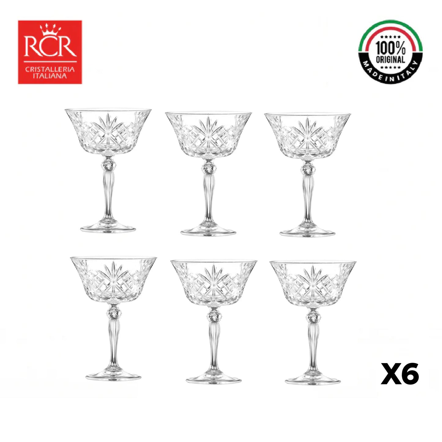 Copa Cristal  Melodia Champaña Coupe setx6 Rcr Italia.