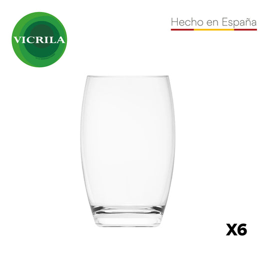 Set de 6 Vasos Largos Vidrio Templado Baztán 350ml
