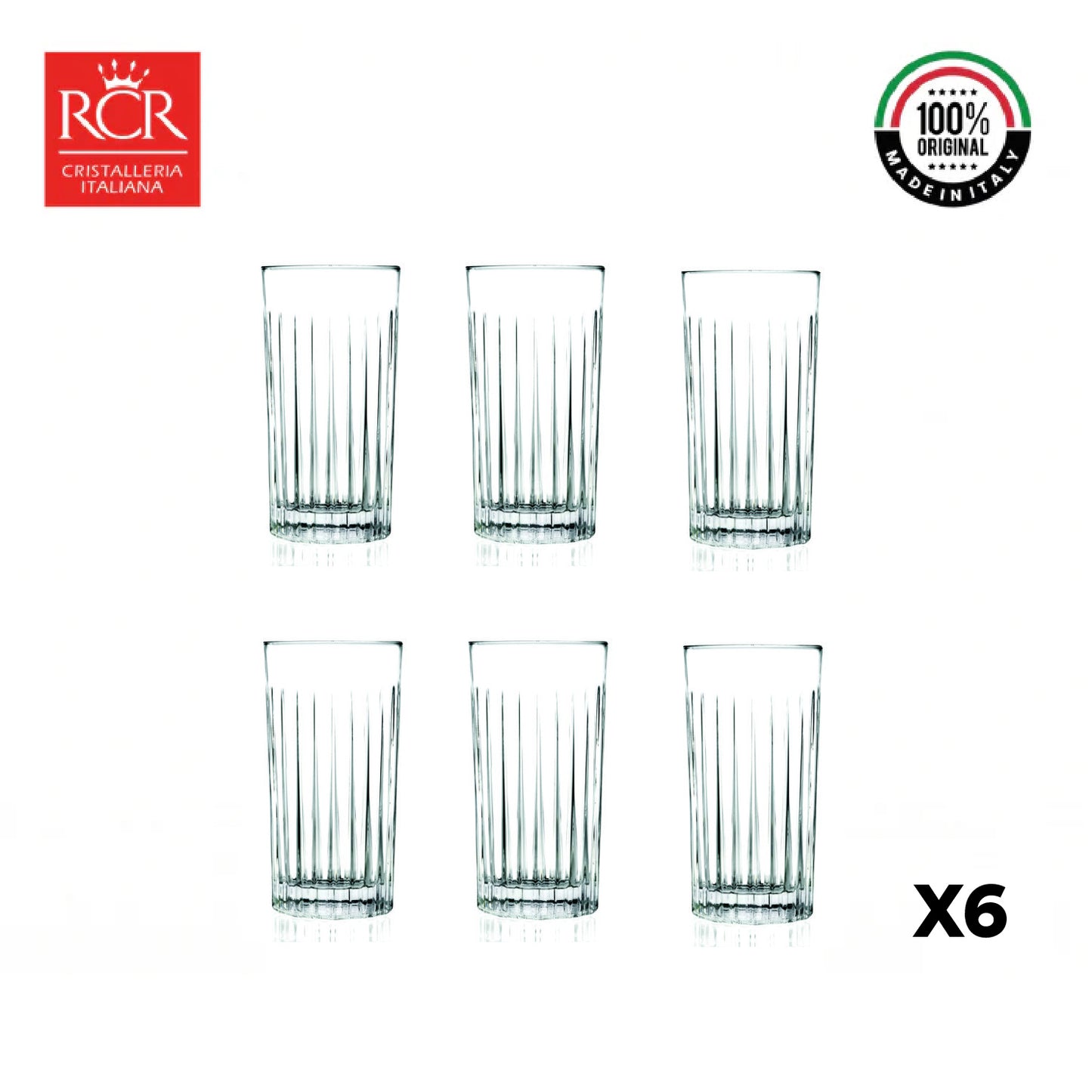 Vaso Cristal Timeless Largo 440 cc RCR Set X6