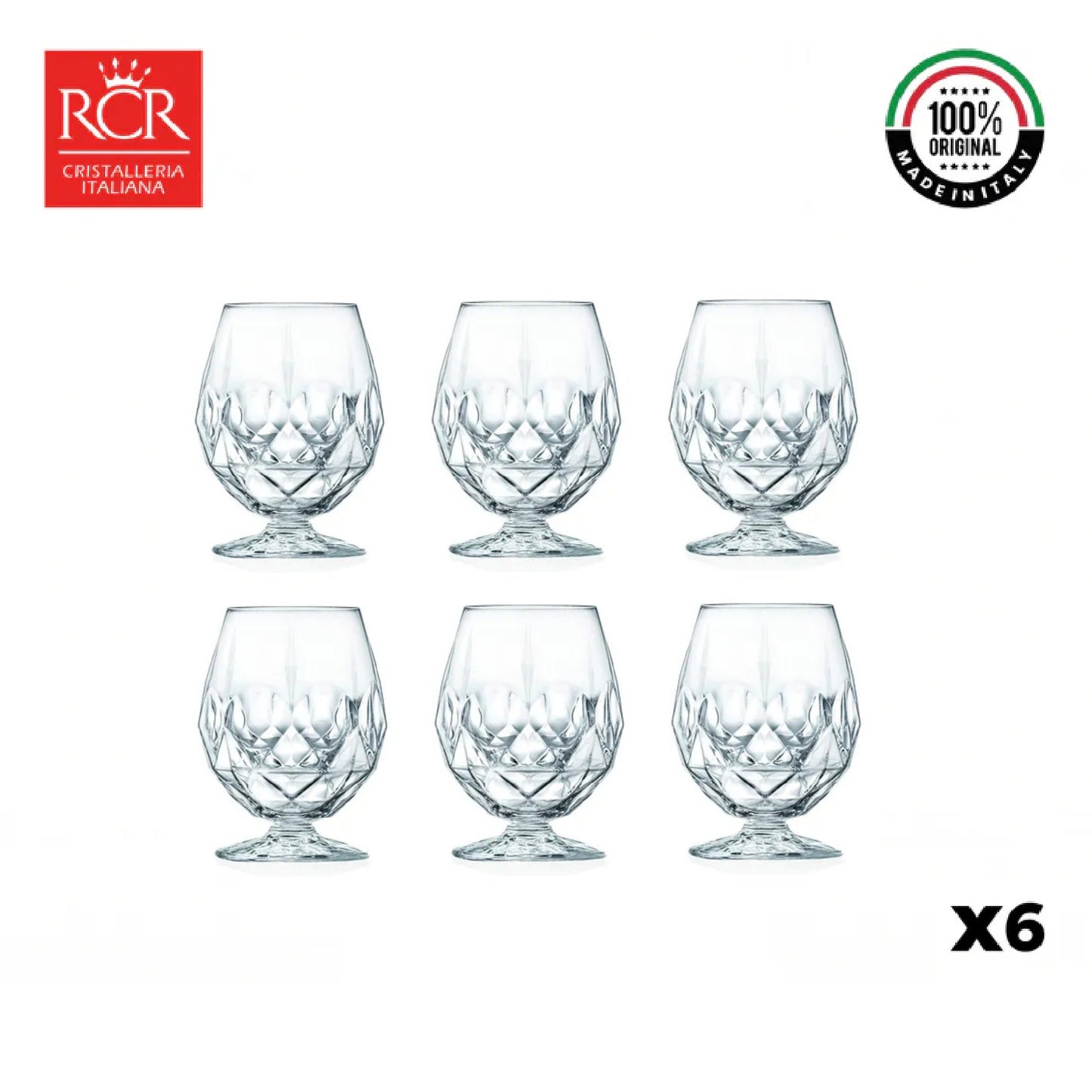 Copa Cristal Brandy Coñac Alkemist set x 6