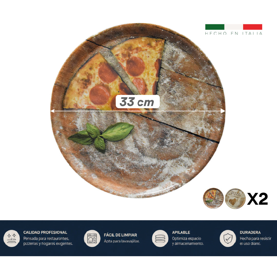 SET X2 PLATOS PARA PIZZA 33 cm