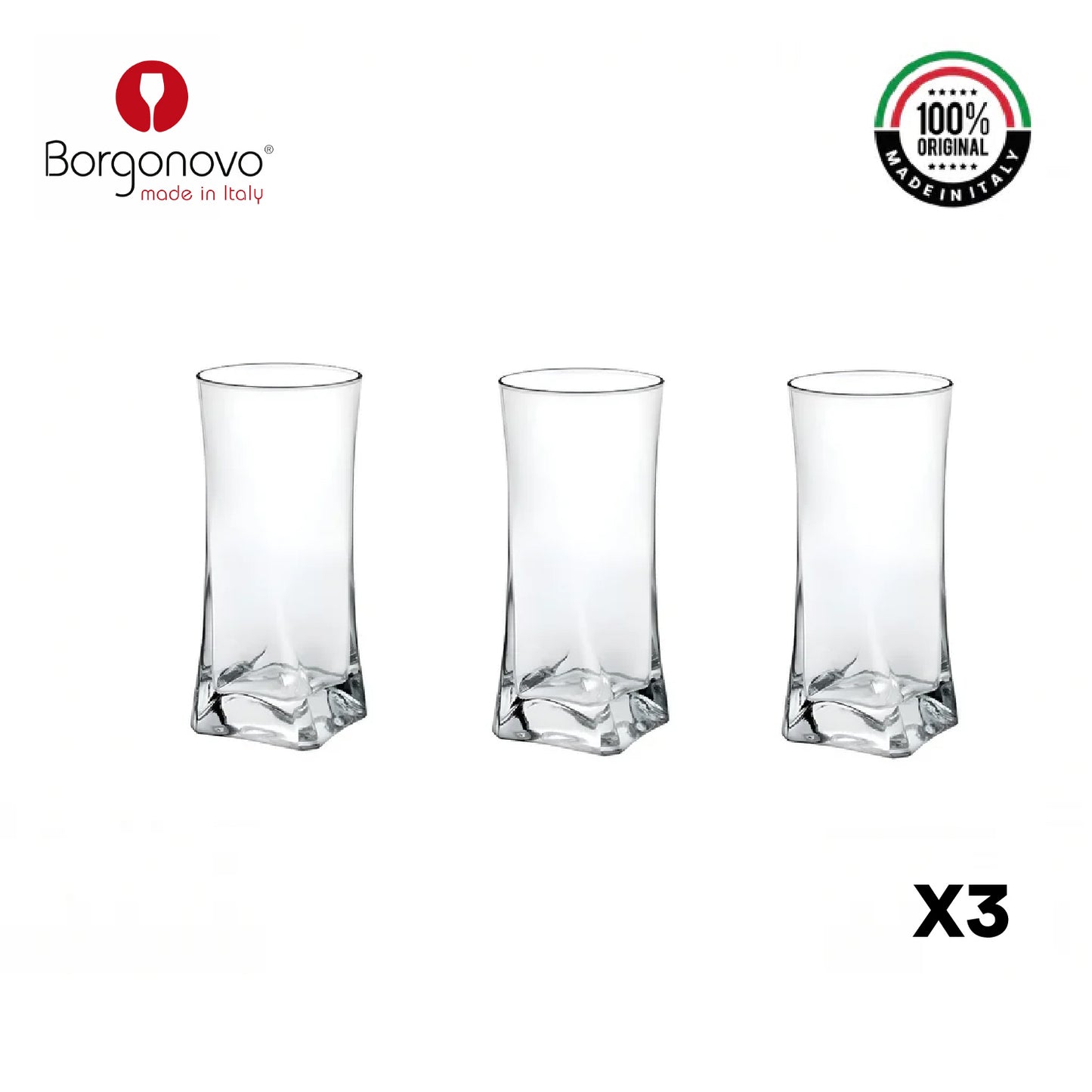 Vaso Gótico Largo Set  330 ml Italia X 3