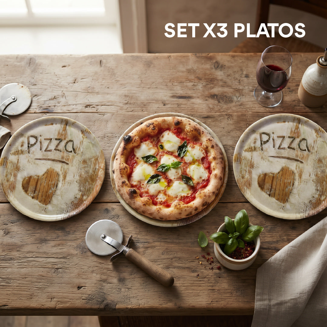 SET X3 PLATOS CORAZÓN PLATO PARA PIZZA 33 cm