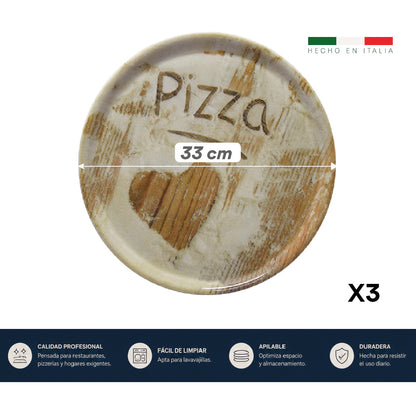 SET X3 PLATOS CORAZÓN PLATO PARA PIZZA 33 cm