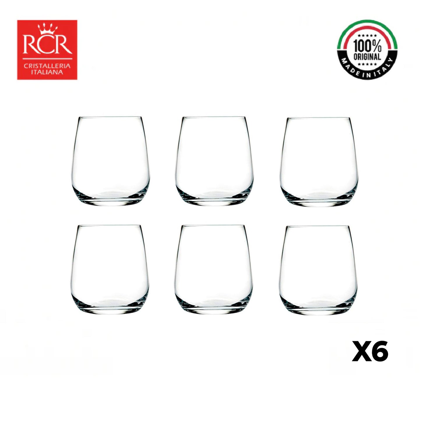 Vaso corto Invino set x 6 Cristal RCR