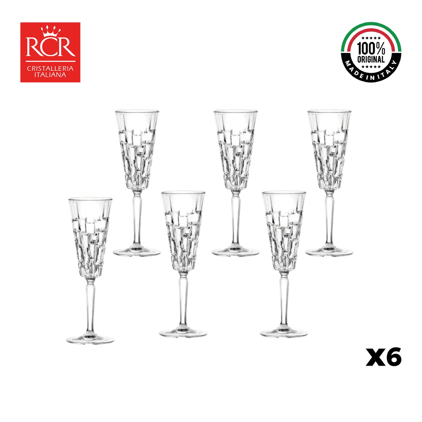 Copa Cristal Champaña Etna 19 cl Set X6 RCR Italia